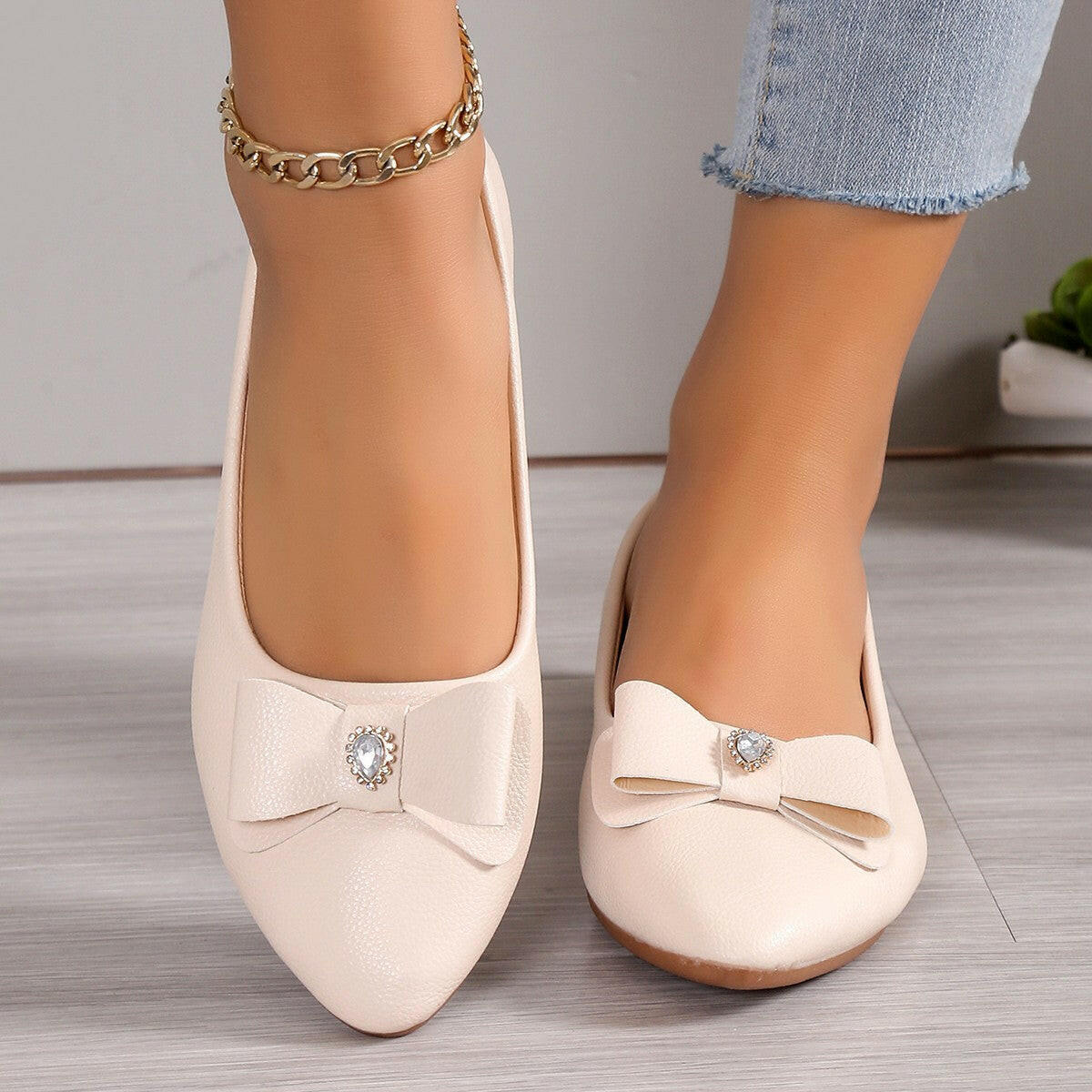 Bowknot Flats Shoes Fashion Casual Pointed Toe Loafers For Women Lazy Shoes.