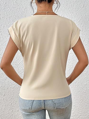 Fashion Short-sleeve T-shirt Summer Casual Irregular Knot Top For Women.