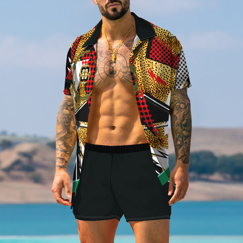 Retro Printed Trendy Shirt Suit For Men.