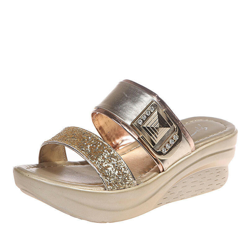 Women's Fashionable Sequins Platform Wedge Sandals.