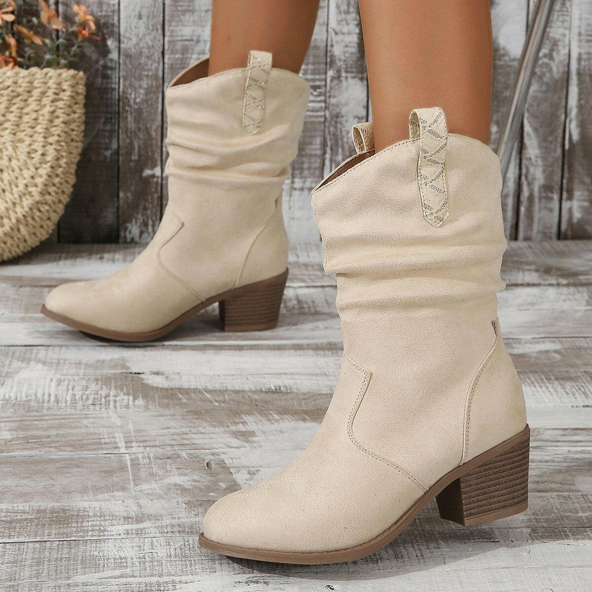 European And American Fashion Cloth Upper Fashion Plus Size Women's Boots.