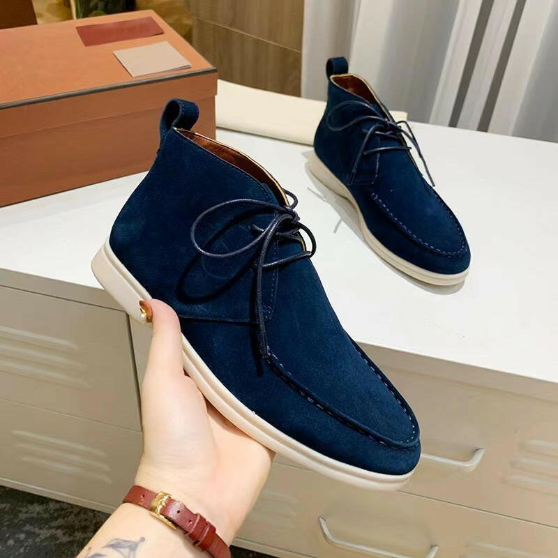 Men's Mid-top Flat Pumps Ankle Boots Lace-up.