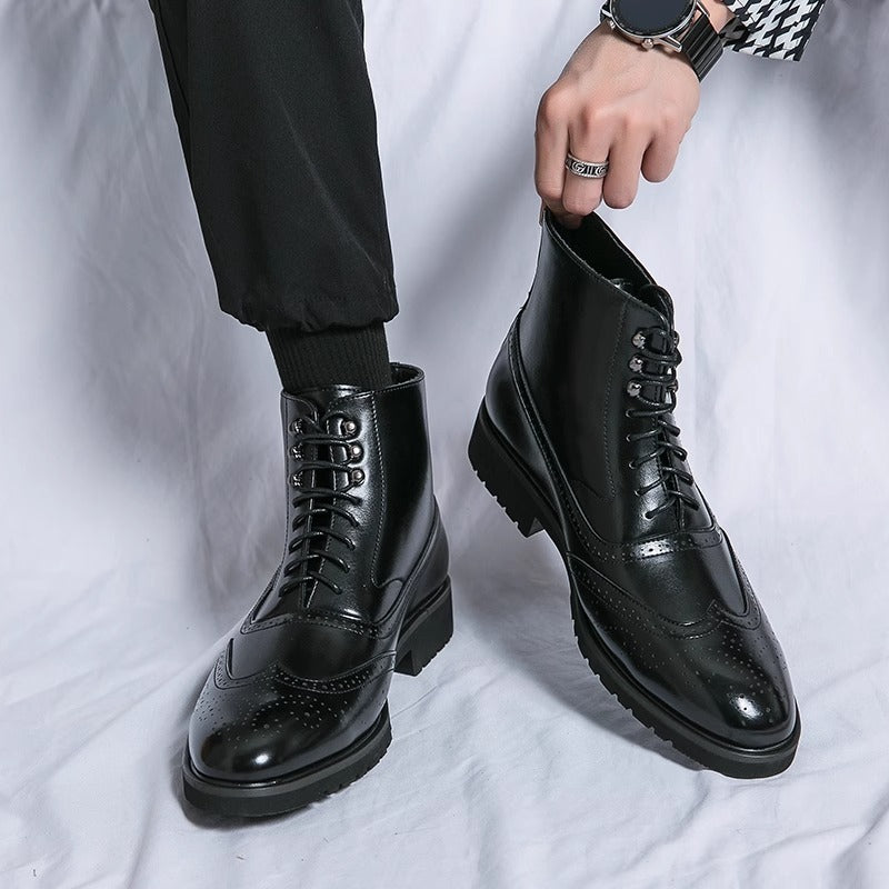 Mens Fashion Thick Sole Mid Top Work Shoes.