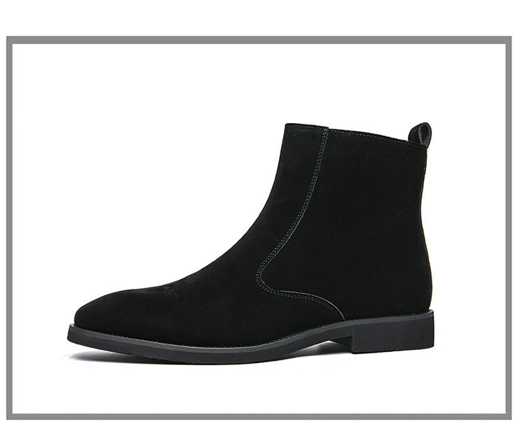 Suede Chelsea Men's British Trend Casual High Top Ankle Boots.