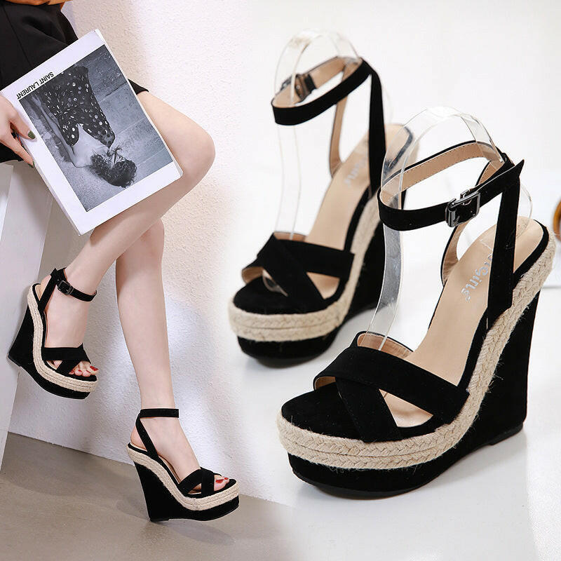 Hemp Rope Comfortable High Heels Wedge Sandals.