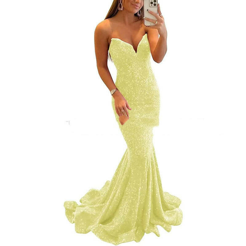 Sequin Evening Dresses For Women Formal Sexy Long Prom Party Gowns.