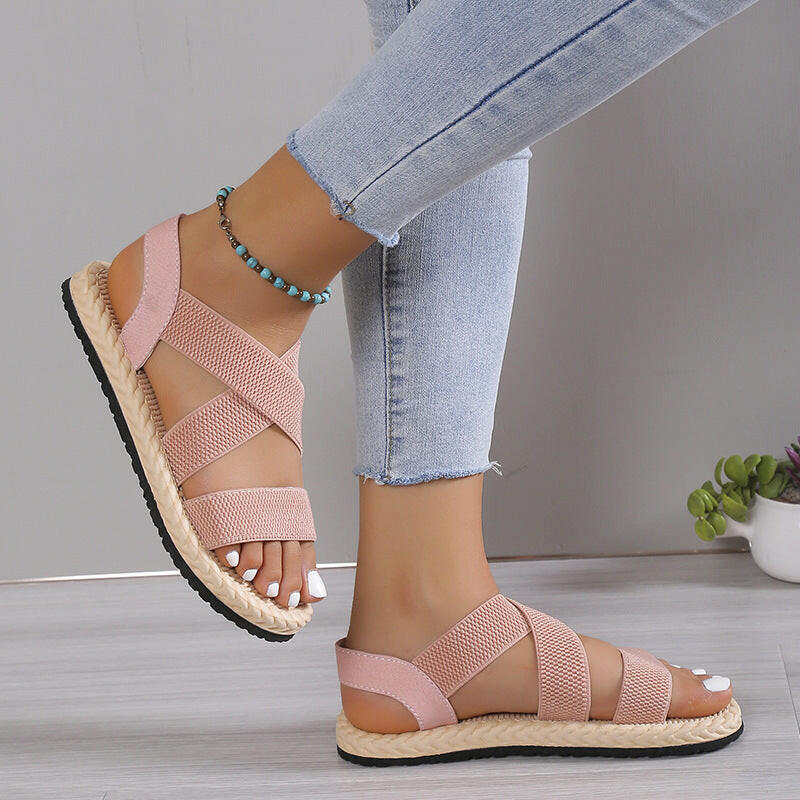 Flat Student Roman Shoes Soft Bottom Cross Plus Size.