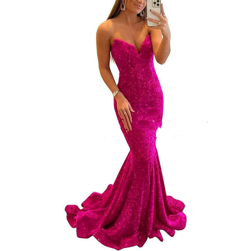 Sequin Evening Dresses For Women Formal Sexy Long Prom Party Gowns.