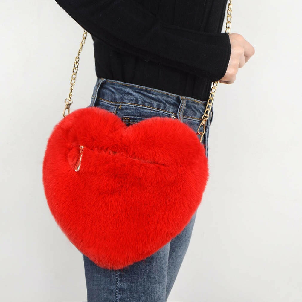 Love Bags For Women Plush Chain Shoulder Bags Valentine's Day Party Bag.