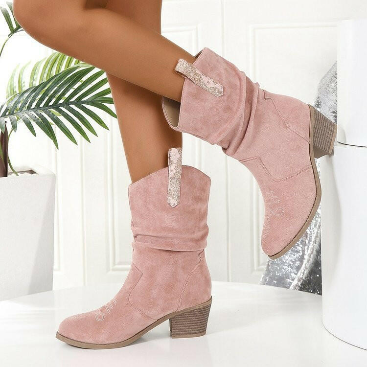 European And American Fashion Cloth Upper Fashion Plus Size Women's Boots.