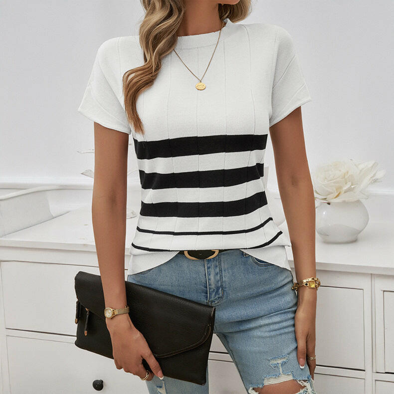 Elegant Slim Striped Sweater For Women.