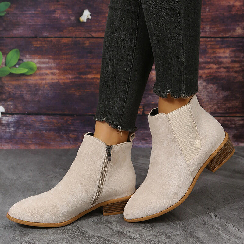 Pointed Suede Elastic Band, Thick Heel Casual Single Shoes For Women.