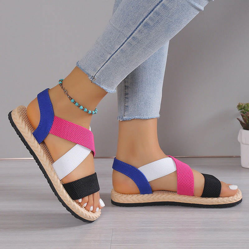 Flat Student Roman Shoes Soft Bottom Cross Plus Size.