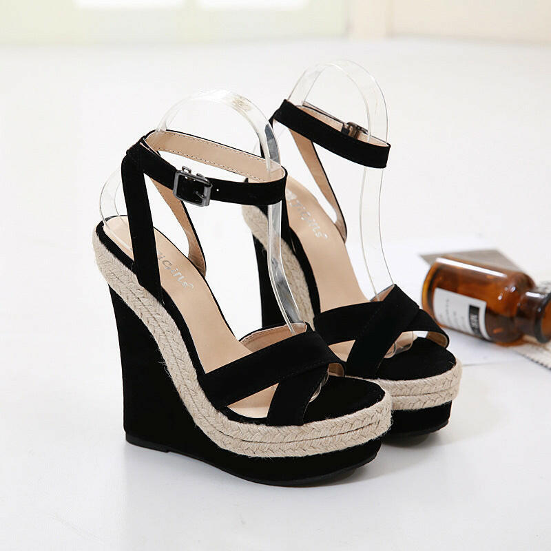 Hemp Rope Comfortable High Heels Wedge Sandals.