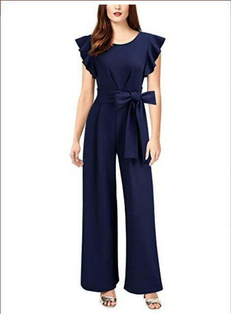 Sleeveless Ruffled Waist Wide Leg Jumpsuit.